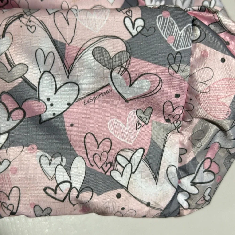 LeSportsac Ryan Diaper Bag Ryan Baby Diaper Tote Bag in Pink Gray Hearts